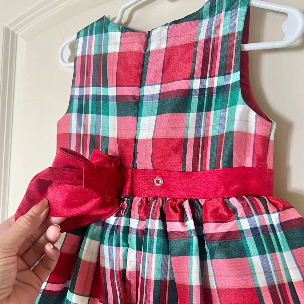 Gymboree Girls 3T Christmas Plaid Holiday Dress Red Green Tartan Tulle Bow